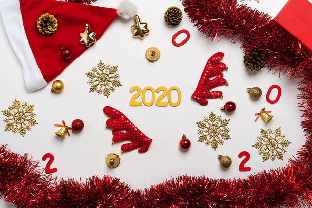 Merry Christmas,Red christmas decorations And the new year 2020 - Foto, afbeelding