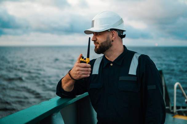 Marine Deck Officer or Chief mate on deck of offshore vessel or ship - Photo, Image