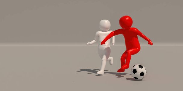 Ilustrador 3D Símbolo de futbolista sobre fondo blanco, 3d renderi
 - Foto, Imagen