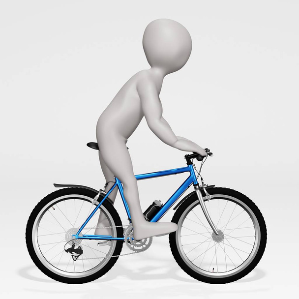 çizgi film karakteri bisiklet üzerinde 3D render - Fotoğraf, Görsel