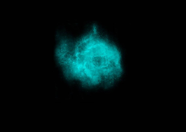 Light blue circle nebula on black background - Photo, Image