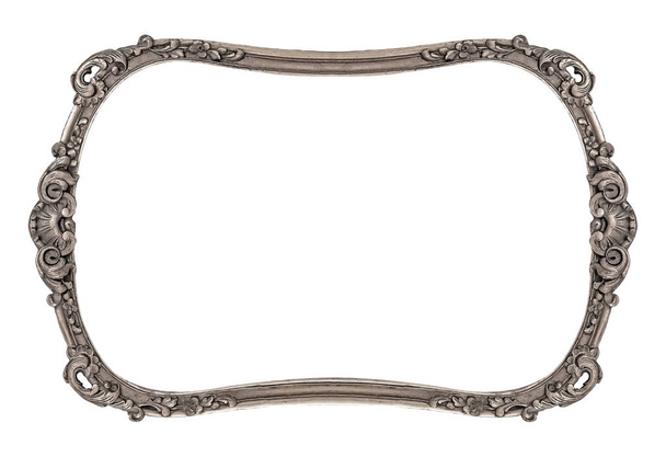 Silver frame for paintings, mirrors or photo isolated on white background. Design element with clipping path - Photo, Image