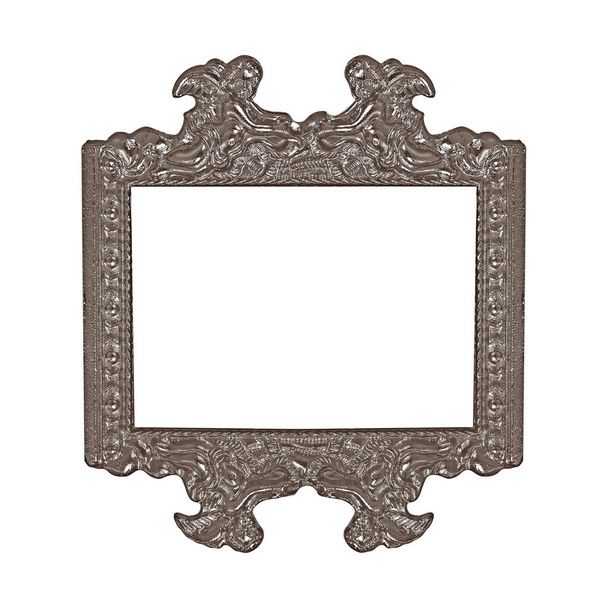 Cornice in argento per quadri, specchi o foto isolate su sfondo bianco. Elemento di design con percorso di ritaglio - Foto, immagini