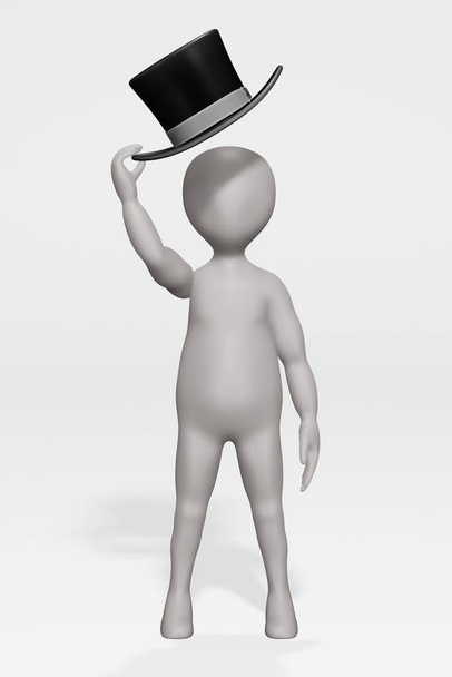 3D καθιστούν χαρακτήρα κινουμένων σχεδίων με καπέλο - Φωτογραφία, εικόνα