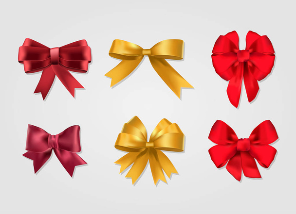 decorative bow and ribbon set - Vector, afbeelding