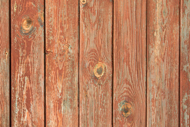 Old grey brown wooden planks with red cracked paint texture background - Fotoğraf, Görsel