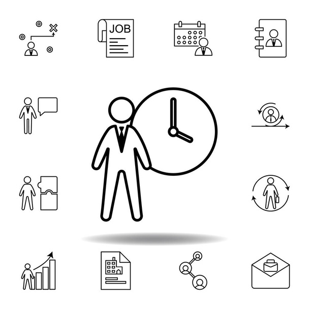 Hours, businessman, schedule icon. Set of hr elements. Can be used for web, logo, mobile app, UI, UX - Vector, Image
