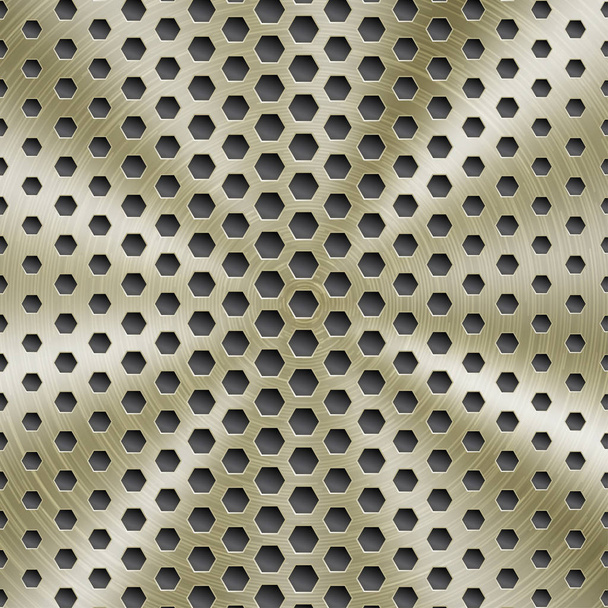 六角形の穴のある金属の背景 - ベクター画像