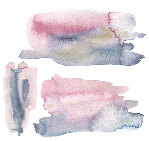 Aquarell Textur mit rosa und blauen Punkten gesetzt. Hand gemalte schöne Illustration mit Flecken isoliert auf weißem Hintergrund. für Design, Druck, Stoff oder Hintergrund. - Foto, Bild