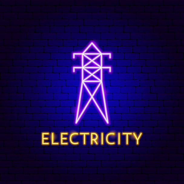 Electricity Neon Label - Vector, Image
