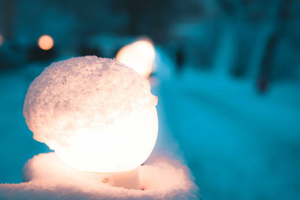 zasněžené pouliční lampy - Fotografie, Obrázek