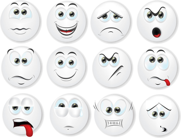 Cartoon faces with emotions - Vector, Image