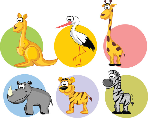 Set of cute cartoon animals - Vector, Image