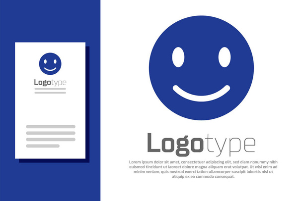 Blue Smile face icon isolated on white background. Smiling emoticon. Happy smiley chat symbol. Logo design template element. Vector Illustration - Vector, Image