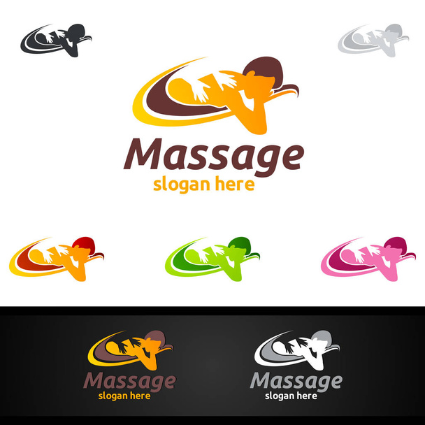 Chiropraktik, Massage, Rückenschmerzen und Osteopathie Logo-Design - Vektor, Bild