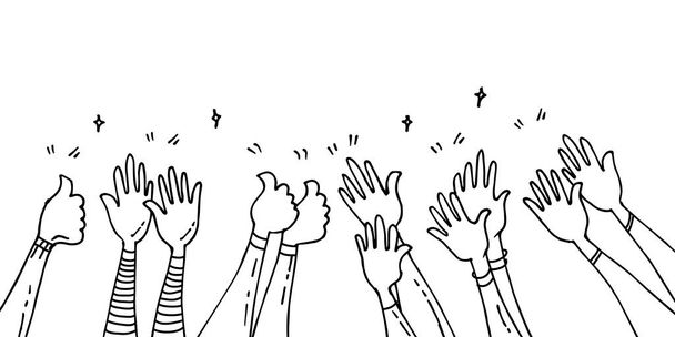 Kezeket fel, kezeket tapsolni. tapsgesztusok. Gratulálok az üzletnek. vektor illusztráció - Fotó, kép