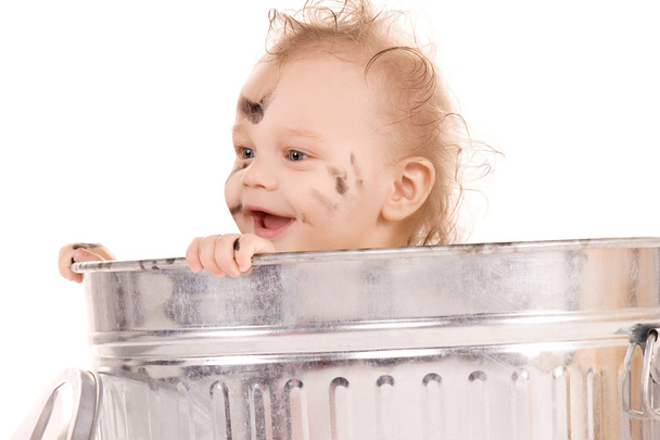 Baby in trash can - Photo, Image