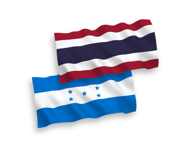 Flaggen von Thailand und Honduras auf weißem Hintergrund - Vektor, Bild