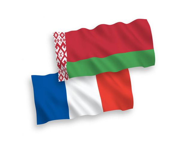 Flags of France and Belarus on a white background - Vector, Image
