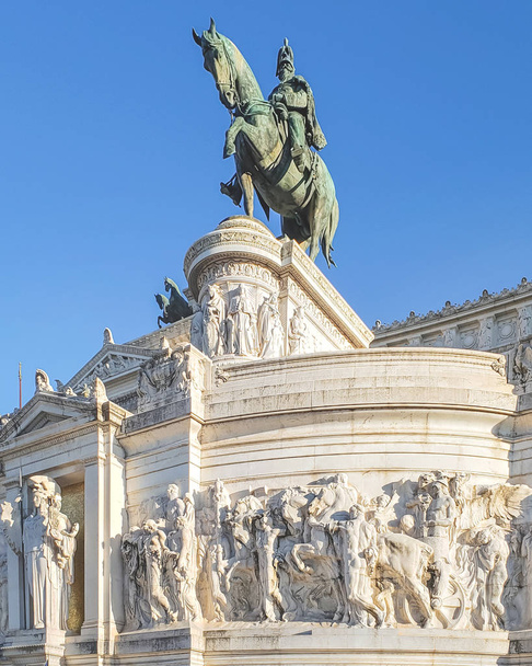 View of the majestic monument of Vittorio Emanuele II or Altare della Patria.  - Photo, Image