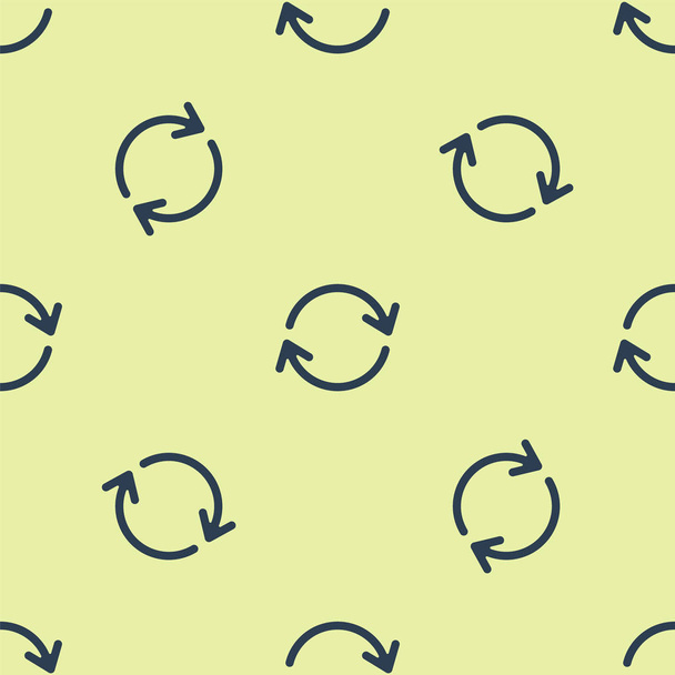 Bleu Rafraîchir icône isolé motif sans couture sur fond jaune. Recharger le symbole. Flèches de rotation dans un signe de cercle. Illustration vectorielle
 - Vecteur, image