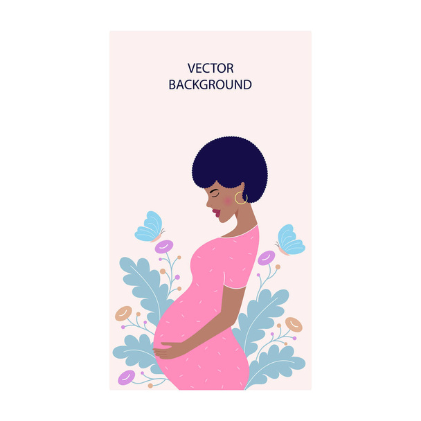 Dreaming pregnant woman - Vector, Image