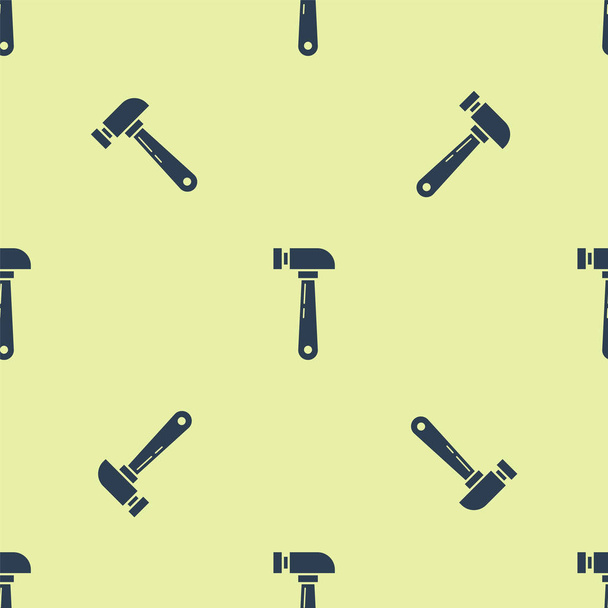 Icono de martillo azul aislado patrón sin costura sobre fondo amarillo. Herramienta para reparación. Ilustración vectorial
 - Vector, imagen