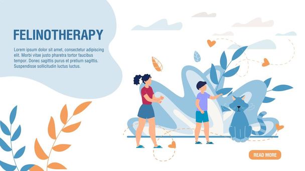 Felinotherapy Healthcare Methods Landing Page - Vector, Image