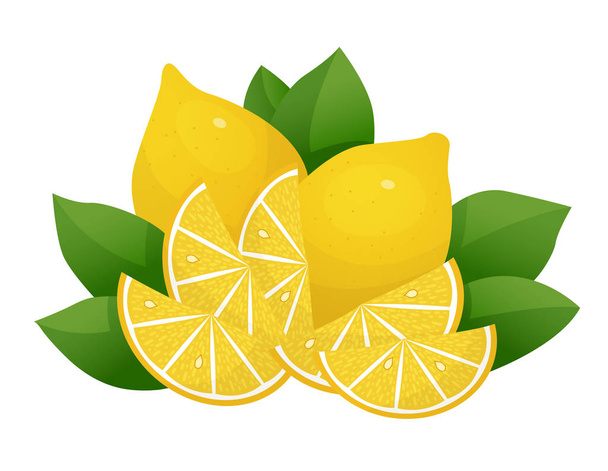Лимонний шматочок Векторні ілюстрації на білому тлі. Свіжий кисло-лимонний значок. Дизайн логотипу
 - Вектор, зображення
