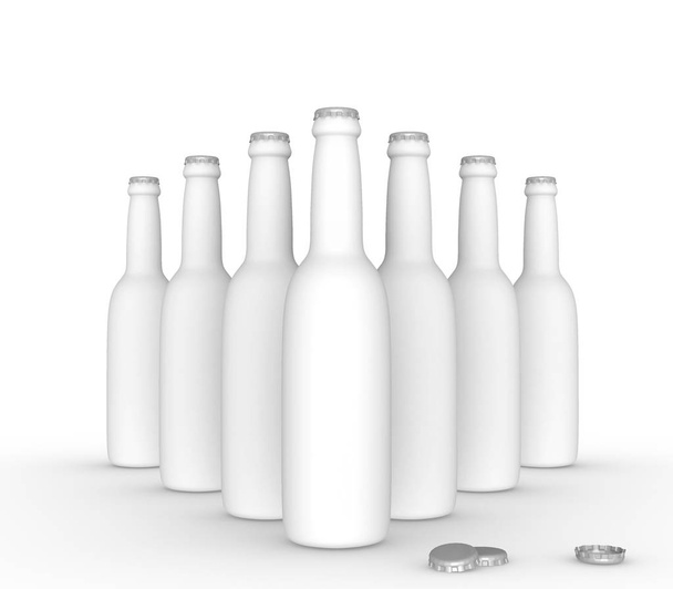 テンプレート空のボトルモックアップ白い背景3Dレンダリング - 写真・画像