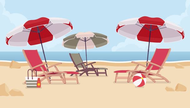Tengerparti nyaralás tengerparti székek - Vektor, kép