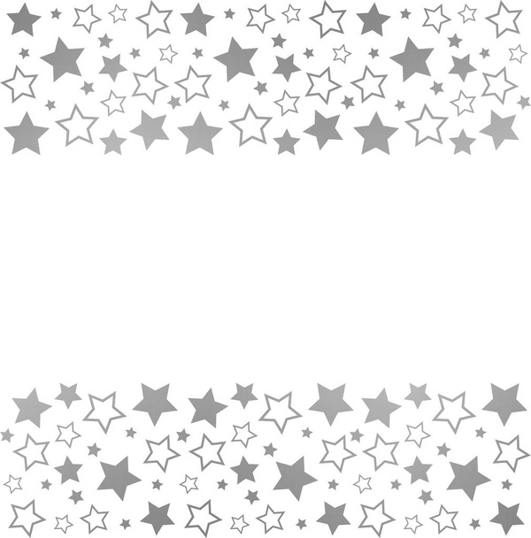 Рамка з порожнім місцем для тексту. Межа срібних зірок. білий фон. Вектор на Різдво та Новий рік вітальна листівка, банер, запрошення, дизайн упаковки, візерунок ілюстрації
 - Вектор, зображення