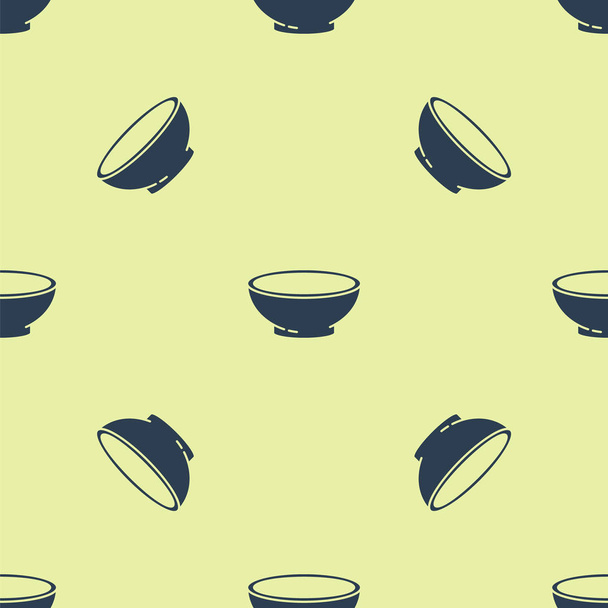 Blue Bowl of hot soup icon isolated seamless pattern on yellow background. Vector Illustration - ベクター画像