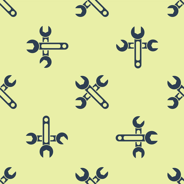 Blue Wrench icon isolated seamless pattern on yellow background. Spanner icon. Vector Illustration - Vector, Image