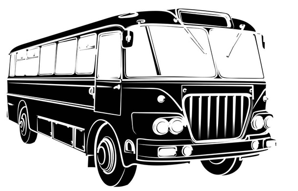 The Sketch of the big passenger old bus. - Vector, Image