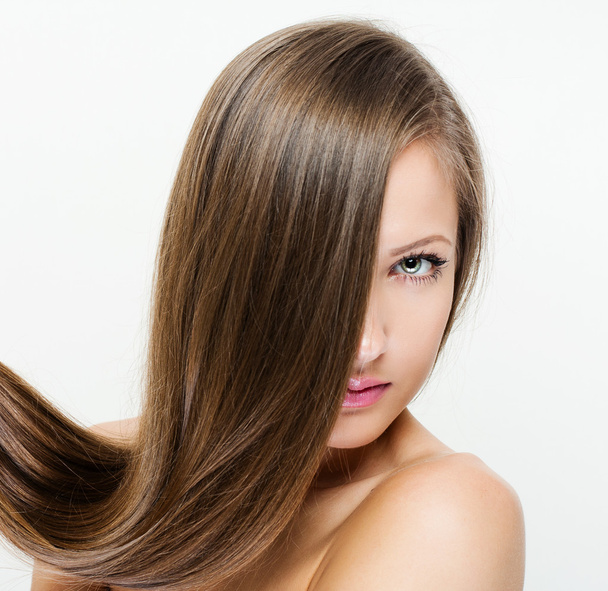 Woman with beauty long brown hair - 写真・画像