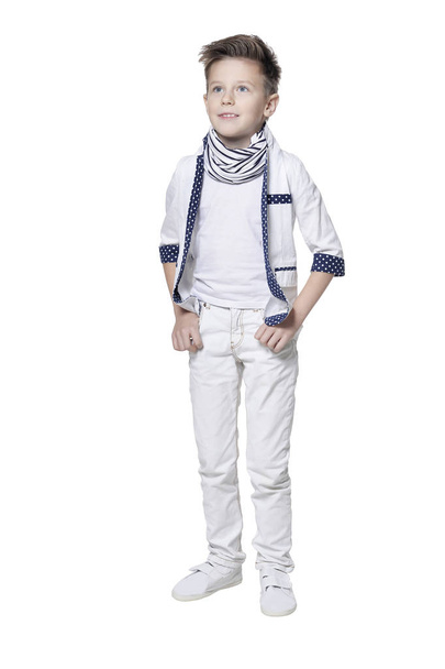 cute boy  posing  isolated on white background - Zdjęcie, obraz