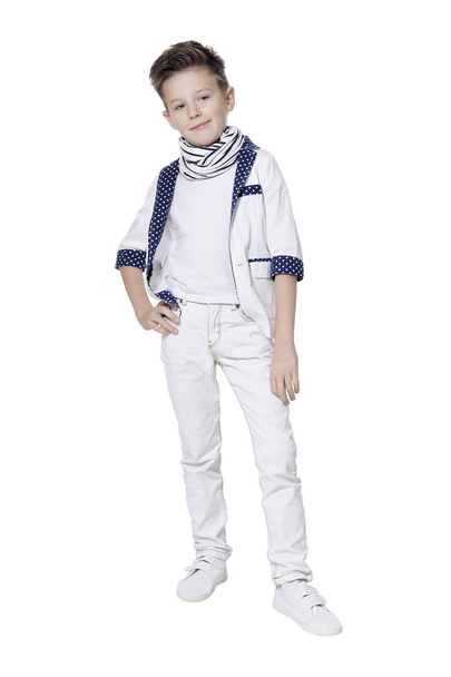 cute boy  posing  isolated on white background - Zdjęcie, obraz