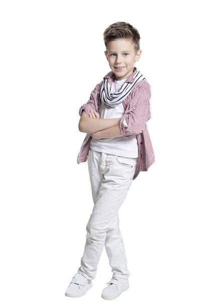 cute boy  posing  isolated on white background - Фото, зображення