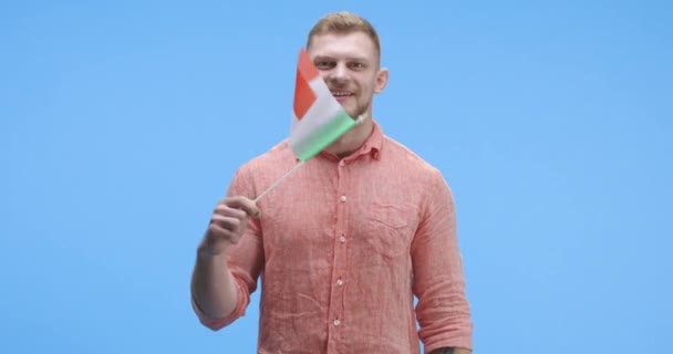 Young man waving Italian flag - Footage, Video