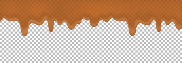 A realistic dripping melted caramel. For desserts design and for cakes. - Vector, Image