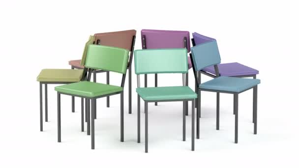 Barevné kožené židle na bílém pozadí - Záběry, video