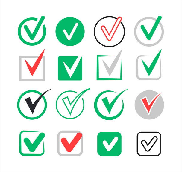 Collection of checkmarks. Set of badges. Approved, ok, yes. - Vector, Image