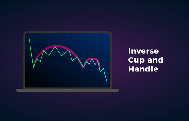 Inverse Cup and Handle vector icon - bajista continuación gráfico de precios patrón figura análisis técnico. Stock, gráfico criptomoneda, análisis de divisas, brotes de mercado de comercio
 - Vector, imagen