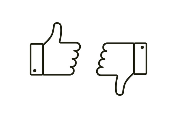Thumb up and down. Isolated vector flat outline icon. Social med - Vector, Image
