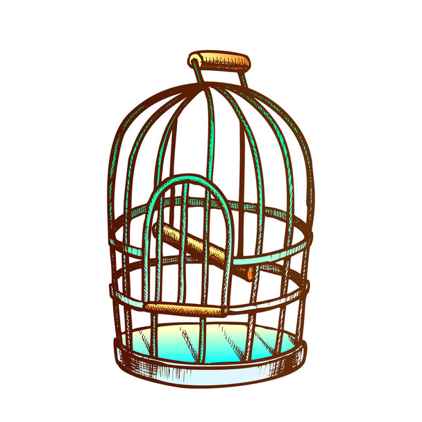 Cage for Domestic Parrot Monochrome Vector - Вектор, зображення