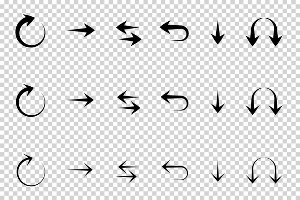 Arrows vector. Set flat different arrows isolated on transparent background. - Vecteur, image