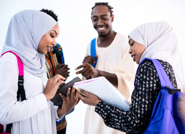group of happy african students - 写真・画像