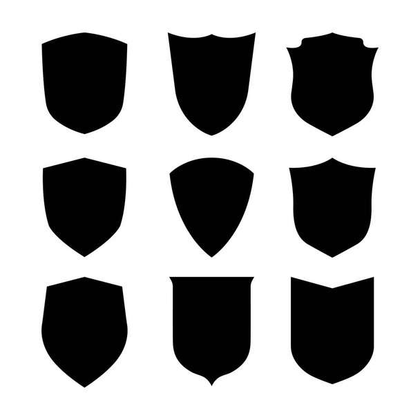 Icono del escudo vectorial. Escudos heráldicos, etiquetas negras de seguridad
. - Vector, imagen
