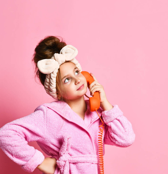girl talking on a retro telephone - Photo, Image